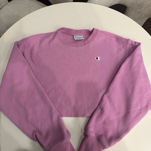 Champion Women's Light Purple Cropped Hoodie
